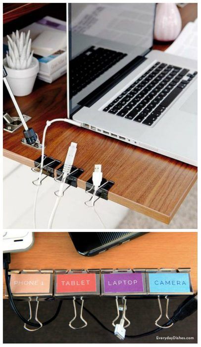 Cómo organizar tu escritorio con pinzas
