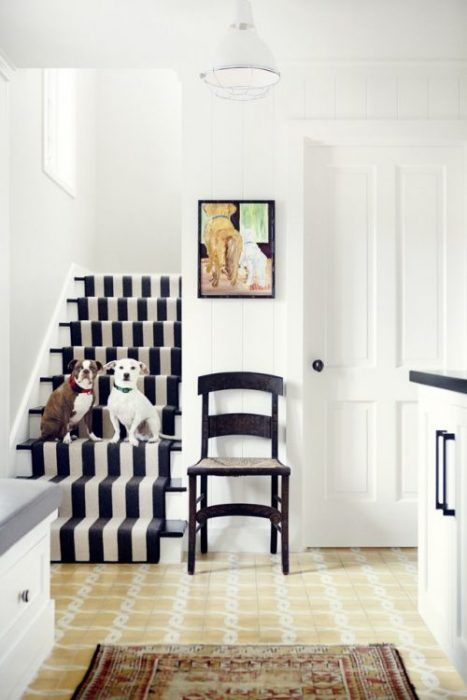 Decoración de escaleras interiores - alfombra