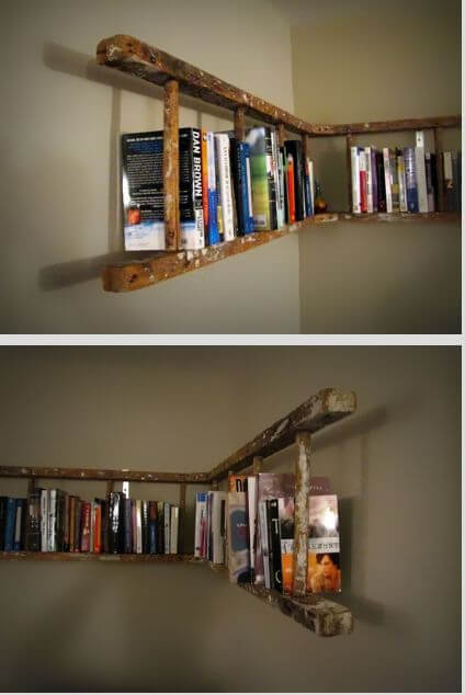 Escalera de madera para guardar libros