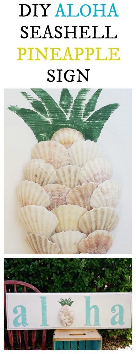 Cartel aloha utilizando conchas marinas